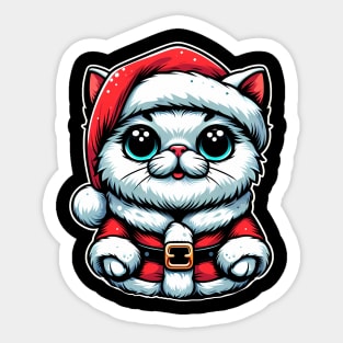 Cute Cat as Santa on Christmas Sticker